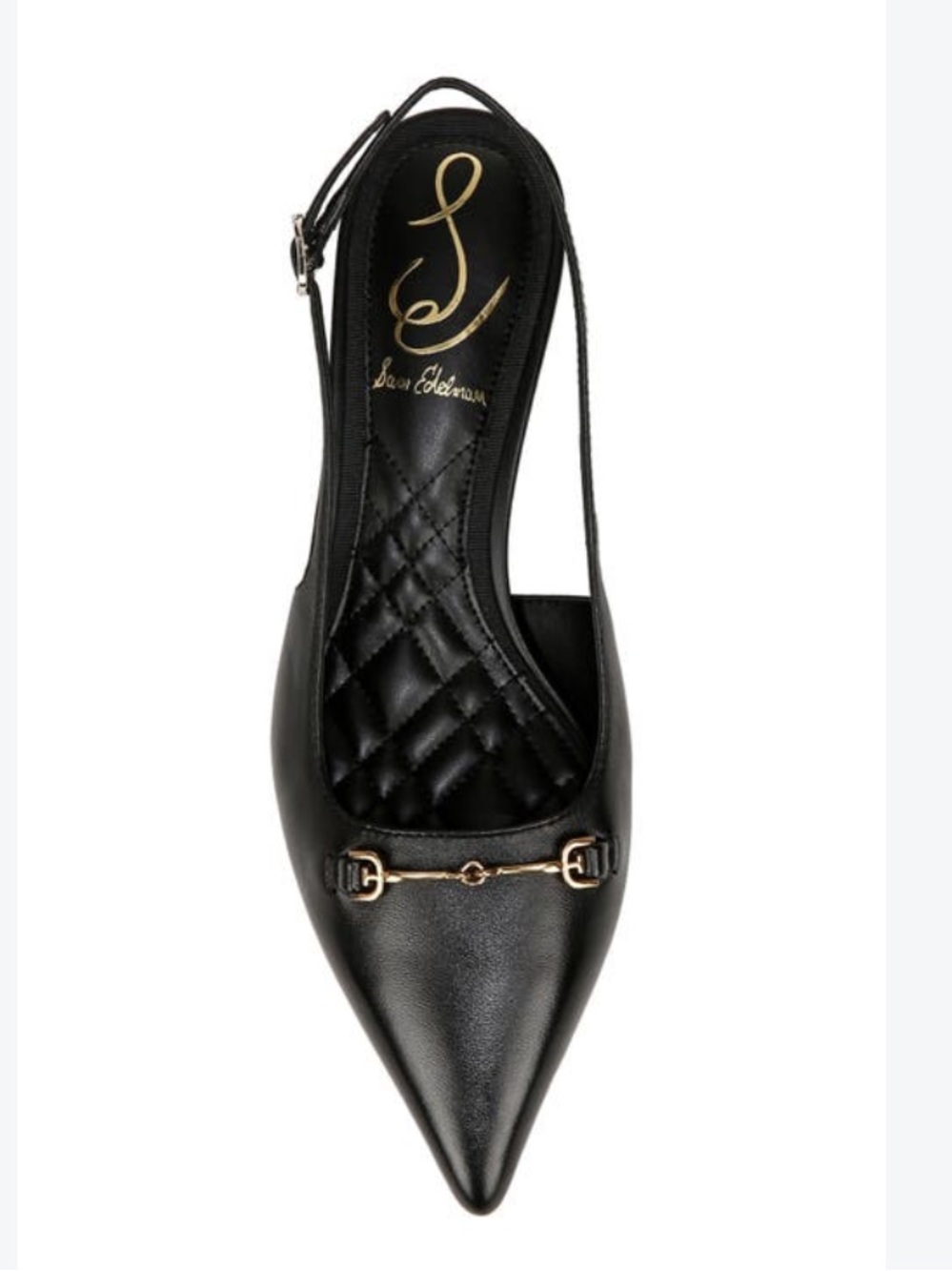 SAM EDELMAN Pumps NEW Slingback Gold  Horse bit 2” Kitten Heel Black Size 9